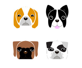 dog face vector illustration hand draw , character for graphic, print, card or poster set4