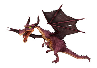 Fototapeta premium 3D Rendering Fairy Tale Dragon on White