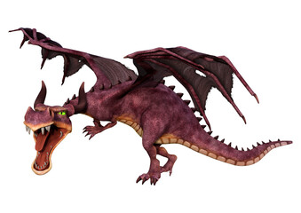 3D Rendering Fairy Tale Dragon on White