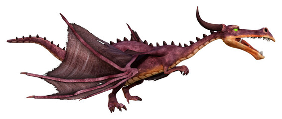 3D Rendering Fairy Tale Dragon on White