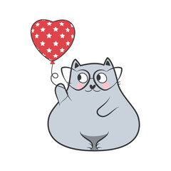 4th of July Patriotic doodle cat. Vector illustration.