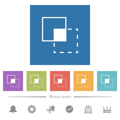 Clipping mask tool flat white icons in square backgrounds