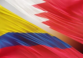 Bahrain Flag with Abstract Colombia Flag Illustration 3D Rendering (3D Artwork)
