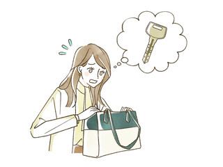 鍵を探している女性