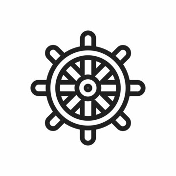 Ship's wheel icon vector. Ship's wheel flat style isolated on a white background - stock vector.