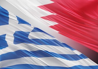 Fototapeta na wymiar Bahrain Flag with Abstract Greece Flag Illustration 3D Rendering (3D Artwork)