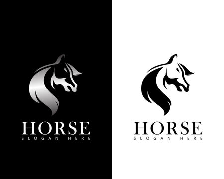 horse logo design emblem head horse design concept business club champion logo brand