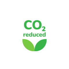 CO2 reduced label symbol sign for packaging design. Zero carbon footprint, CO2 neutral concept. Ecology environment icon isolated on white background. Stop global warming. Flat vector illustration.