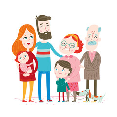 Happy family. Vector illustration isolated on a white background.