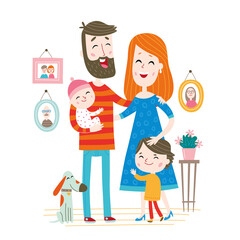Happy family. Vector illustration isolated on a white background.