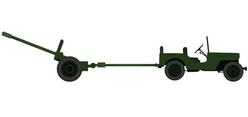 Green artillery  cannon. vector illustration