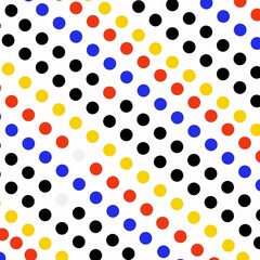 Multiple color polka dots on white paper