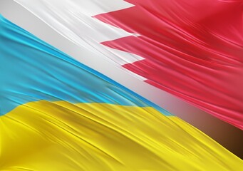 Bahrain Flag with Abstract Ukraine Flag Illustration 3D Rendering (3D Artwork)