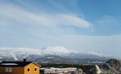 Mountain village in winter, Bardufoss, Norway