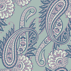 Floral Paisley Ornamental seamless vector pattern.