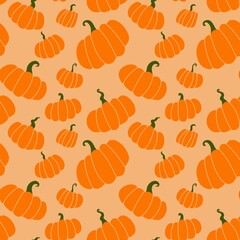 Halloween seamless cute pumpkins pattern for textiles and packaging and gifts and kids and wrapping paper