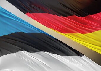 German Flag with Abstract Estonia Flag Illustration 3D Rendering (3D Artwork)
