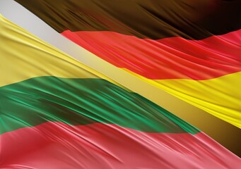 German Flag with Abstract Lithuania Flag Illustration 3D Rendering (3D Artwork)