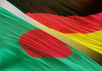 German Flag with Abstract Bangladesh Flag Illustration 3D Rendering (3D Artwork)