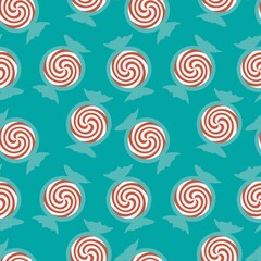 Winter kids seamless peppermint lollipop pattern for textiles and packaging and gifts and linens and wrapping paper