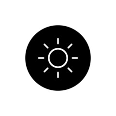 Sun line icon in black round