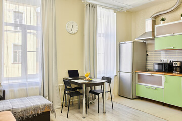 A cozy studio apartment with different decor