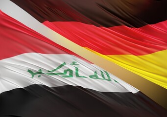 German Flag with Abstract Iraq Flag Illustration 3D Rendering (3D Artwork)