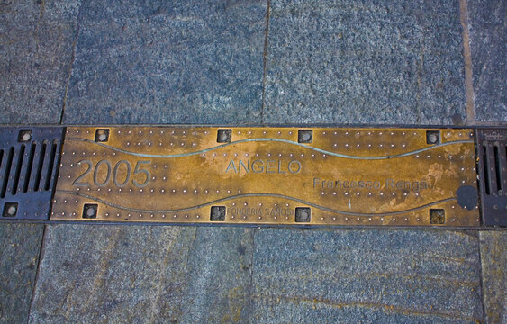 Nameplate Of Francesco Renga At Alley Of Glory In San Remo, Italy