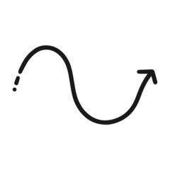 Curved arrow pointing to the side. The arrow symbol. Vector isolated illustration.