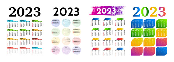 Calendar for 2023 isolated on a white background