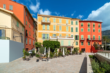 Colorful redidential houses in Menton, France.