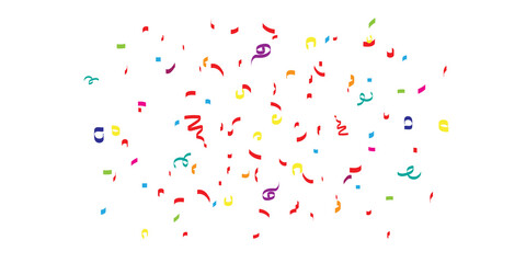 Confetti explosion for party serpentine vector or colorful glitter flying burst for festival celebration decoration, popper festive carnival element flat cartoon illustration isolated on white image