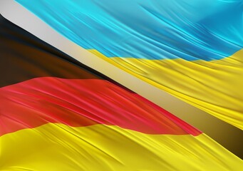 Ukraine Flag with Abstract Germany Flag Illustration 3D Rendering (3D Artwork)