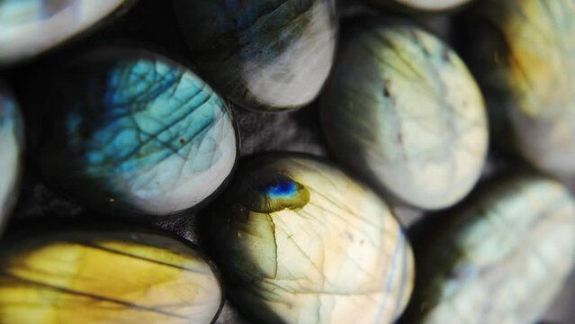 Beautiful multicolored Labradorite Stone Rotate.