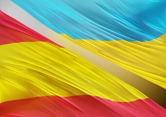Ukraine Flag with Abstract Spain Flag Illustration 3D Rendering (3D Artwork)