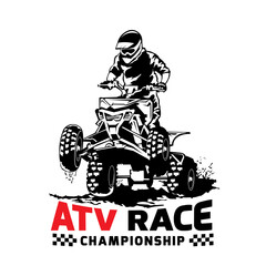 ATV Racing extreme sport vector illustration in vintage style, good for tshirt design and racing event 