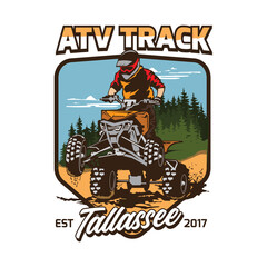 ATV Racing extreme sport vector illustration in vintage style, good for tshirt design and racing event 