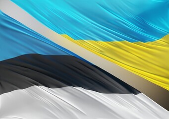 Ukraine Flag with Abstract Estonia Flag Illustration 3D Rendering (3D Artwork)