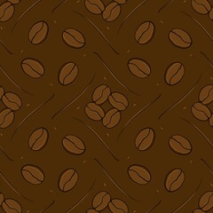 coffee, seamless coffee pattern, illustration, seamless background with grains