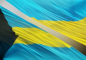 Ukraine Flag with Abstract The Bahamas Flag Illustration 3D Rendering (3D Artwork)