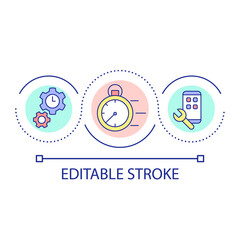 Building software time limit loop concept icon. Programming and development. Choosing language abstract idea thin line illustration. Isolated outline drawing. Editable stroke. Arial font used