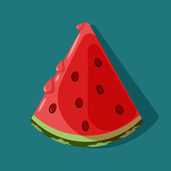 Bright slice of watermelon. Isolated vector illustration