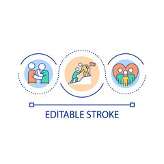 Inclusive leader loop concept icon. Supportive colleagues abstract idea thin line illustration. Positive relationships in team. Isolated outline drawing. Editable stroke. Arial font used
