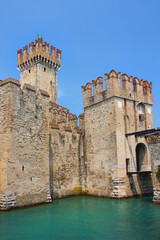 Scaliger Castle (13th century) in Sirmione on Garda lake in Italy	