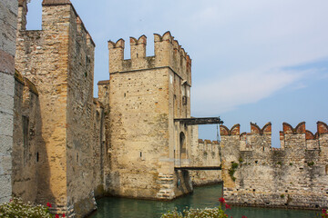 Scaliger Castle (13th century) in Sirmione on Garda lake in Italy