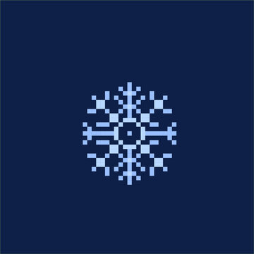 a single snowflake in pixel art style