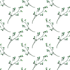 Seamless background with green leaves,illustration in vintage watercolor style.