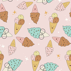 seamless summer pattern cute dessert background