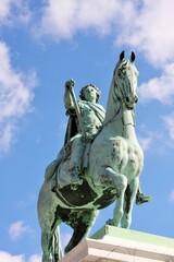 Fototapeta na wymiar Sculpture of Frederik V on Horseback in Amalienborg Square in Copenhagen, Denmark