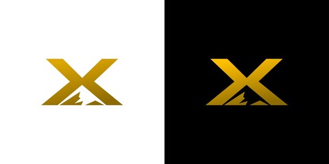 Modern and elegant letter X initials mountain logo design